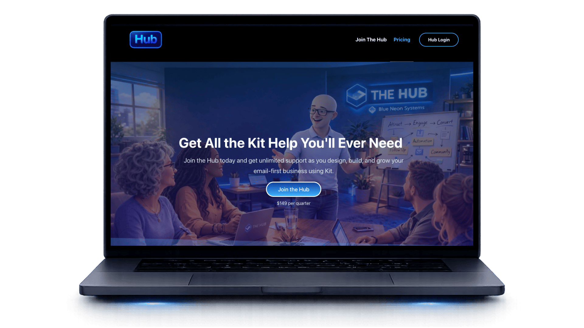 Hub Community on laptop
