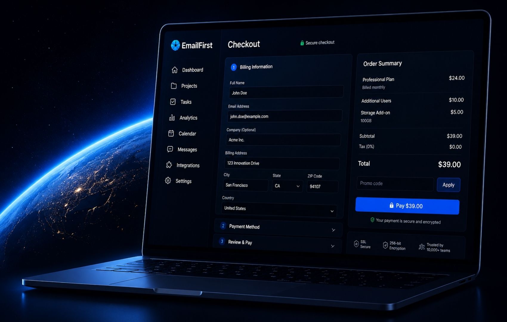 EmailFirst Checkout Page